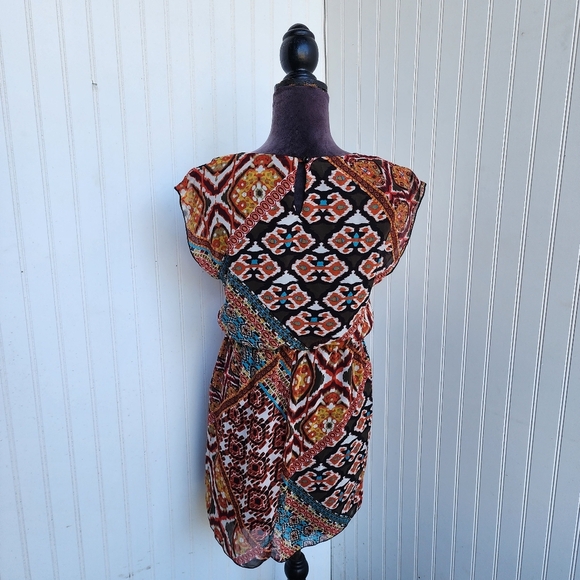 Sweet Storm Dress Juniors Multi Color Flare Mini Dress Casual Sheer Elastic Sz M - Picture 6 of 12